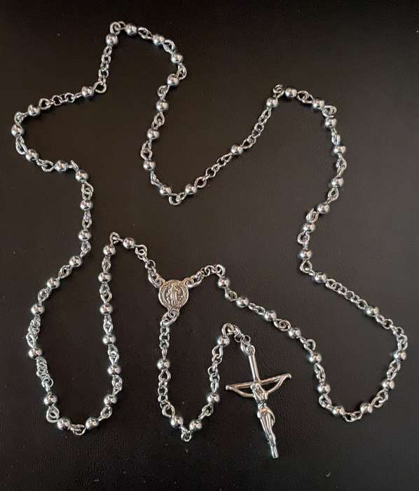 4mm Sterling Silver Necklace Rosary