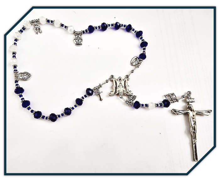 Armour of God Chaplet - Our Lady's Colours Royal blue & White - purity - Limited Edition