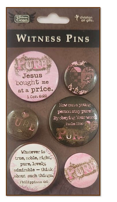 Witness pins - pink - set of 6