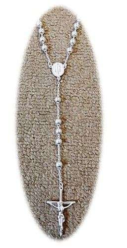 4mm Sterling Silver Necklace Rosary
