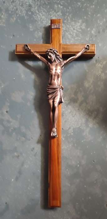 53cm Crucifix in Kiaat with Bronze Corpus