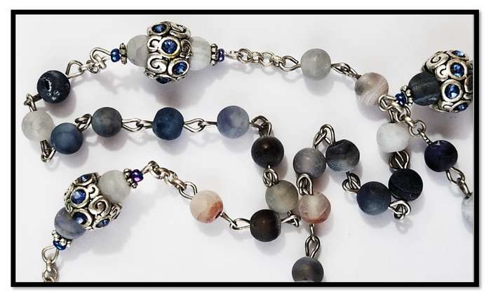 Frosted Agate Semi-Precious Stone Rosary