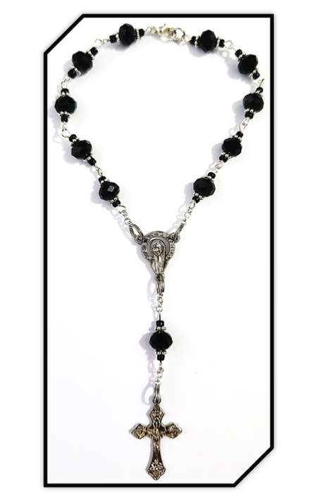 Black Austrian Glass crystal Car Rosary
