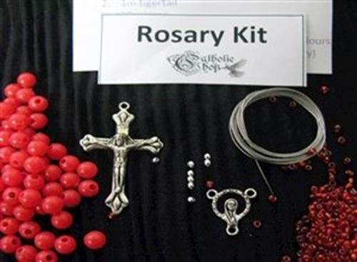 Catechism Threaded Rosary Kit - Red