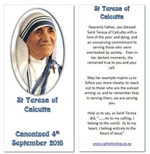 St Teresa of Calcutta Bookmark