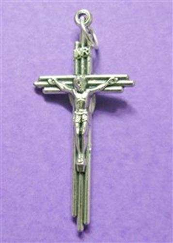 Three bar silver oxidized crucifix - 3.8cm
