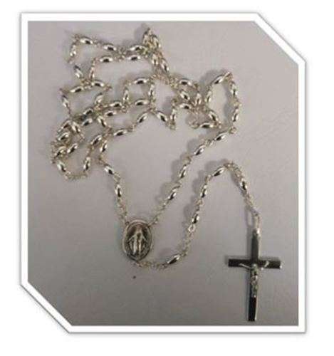 Sterling Silver oval Rosary with Traditional Crucifix