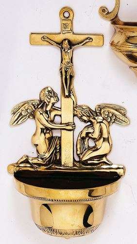 Large Italian Angel Holy Water Font - Wall