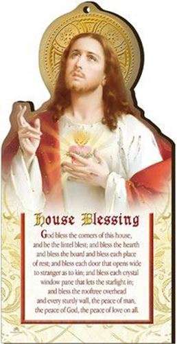 20cm Sacred Heart  House Blessing - Gold embossed Wall plaque