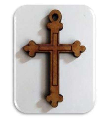 4.5cm Fleur de Lis Wooden Cross