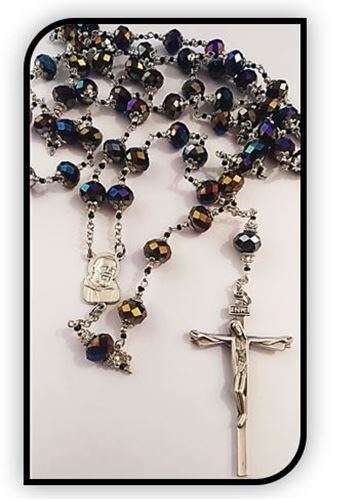 Peacock Shade Austrian Glass Crystal Rosary - Large rosary