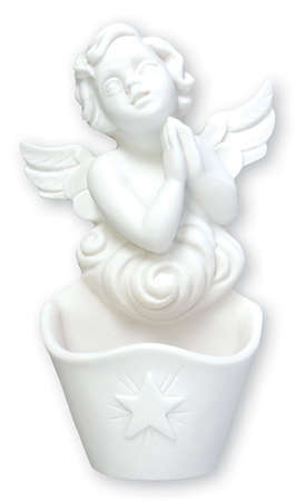13cm White Guardian Angel Holy Water Font