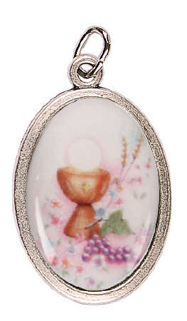 First Holy Communion Medal - Chalice, grapes & Eucharist - Import