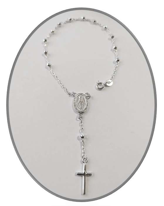 22cm Sterling silver Rosary Bracelet with Miraculous Medal