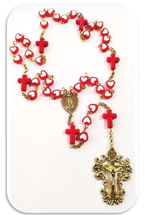 Sacred Heart of Jesus Chaplet - in Red Hearts - Limited Edition