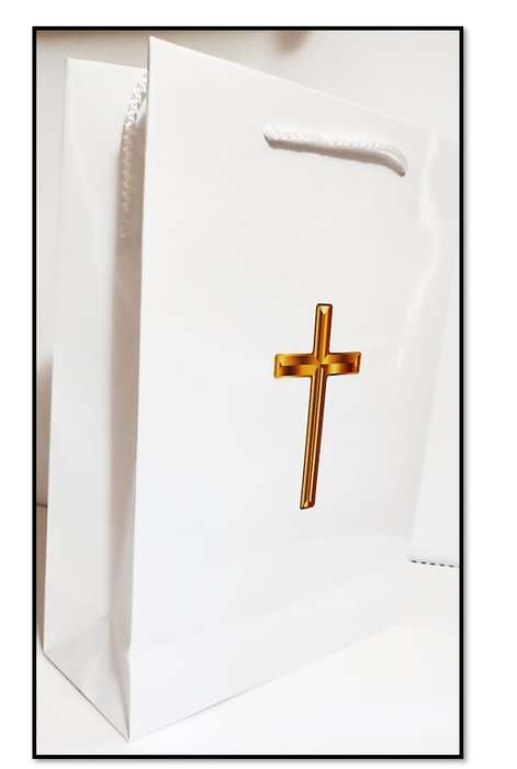 Gold Cross-  Large Gift Bag - 32 X 23 X 9.5cm