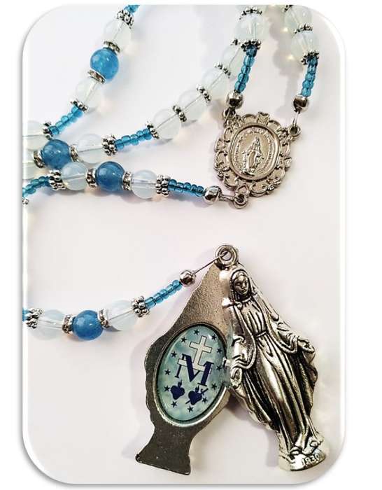 Miraculous Medal Rosary - Limited Edition - Opalite  & Jade