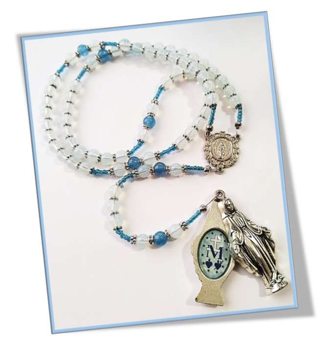 Miraculous Medal Rosary - Limited Edition - Opalite  & Jade