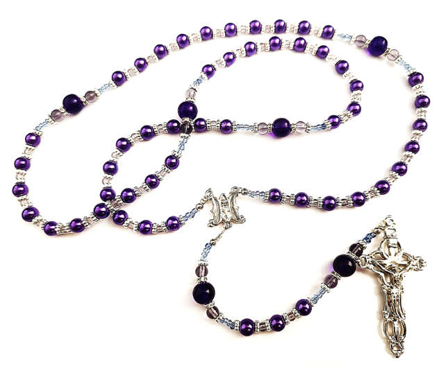 Amethyst Birthstone Rosary in Faux Glass Pearls (Limited Edition)