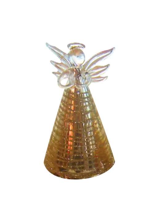 11.5cm Golden Praying Angel - with glitter rings on skirt