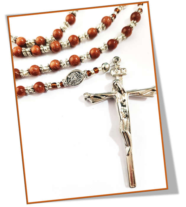 Goldstone Semi Precious Stone St Michael The Archangel Rosary - 1 of a Kind