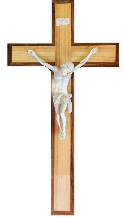 Pine Crucifix with Edging done in  Kiaat with Vanilla Corpus - 104cm x 56cm