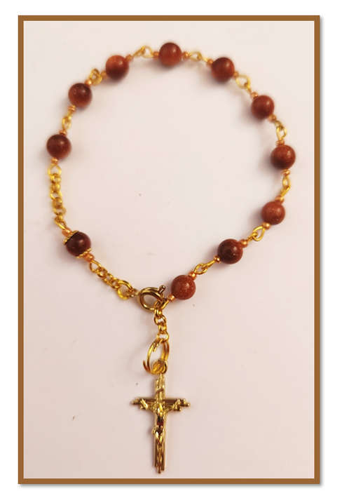 Gold Stone Semi-Precious Stone Rosary Set