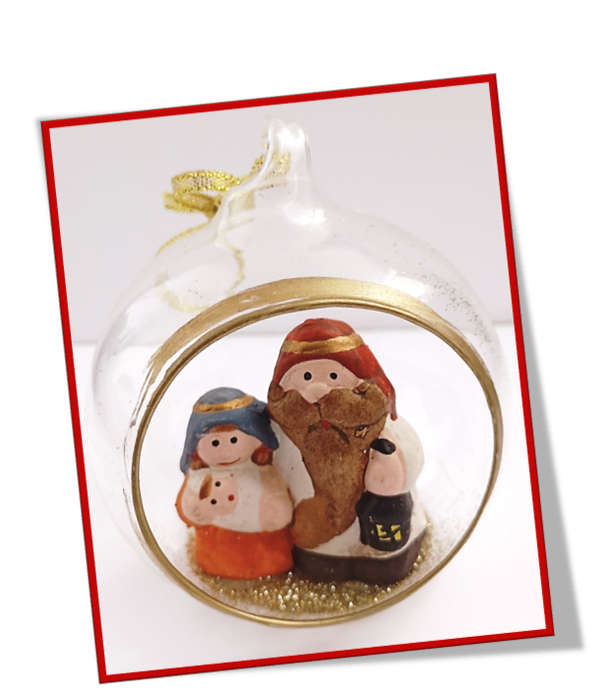 9cm Glass Domed Nativity- hanging or standing