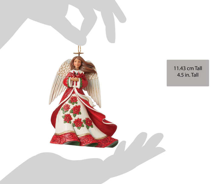 Jim Shore - 11cm Red Angel holding Cardinal Birds - hanging