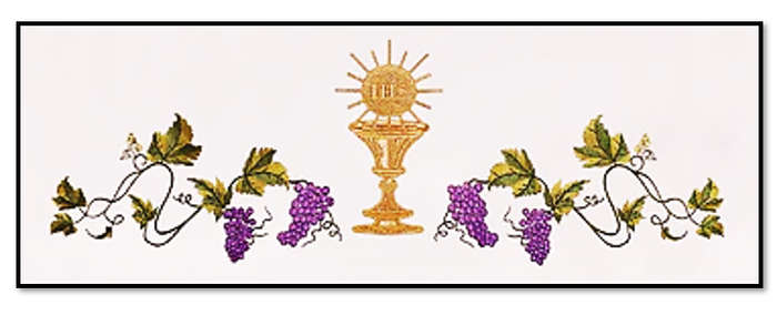 Haftina House - Altar Cloth - Chalice/Eucharist with vines & grapes - 2meters L x 150cm wide