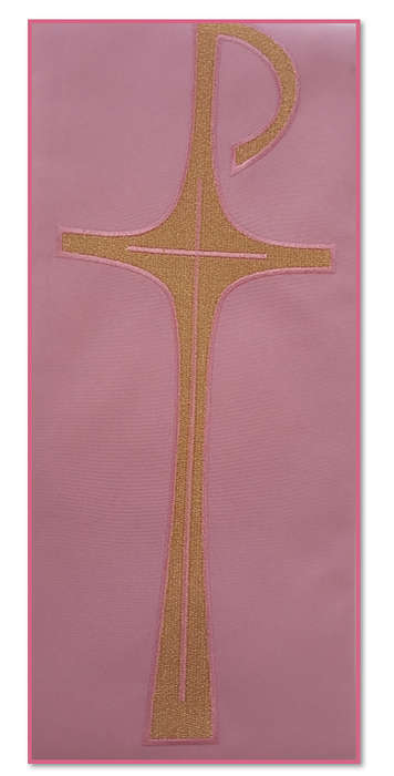 Haftina House -  Rose Pink with P-Cross & Alpha and Omega in golden embroidery