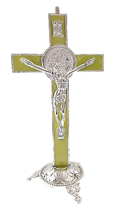18.5cm Standing St Benedict Plastic Glow in the dark Crucifix - MARKDOWN