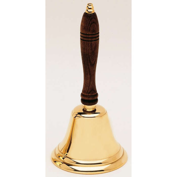 25cm tall Brass Bell with wooden handle