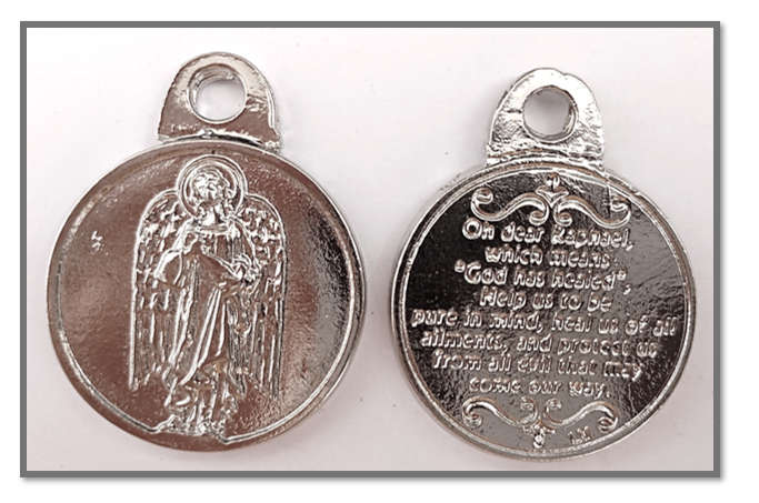 Saint Raphael Pendant Medal 30mm with Prayer on Reverse
