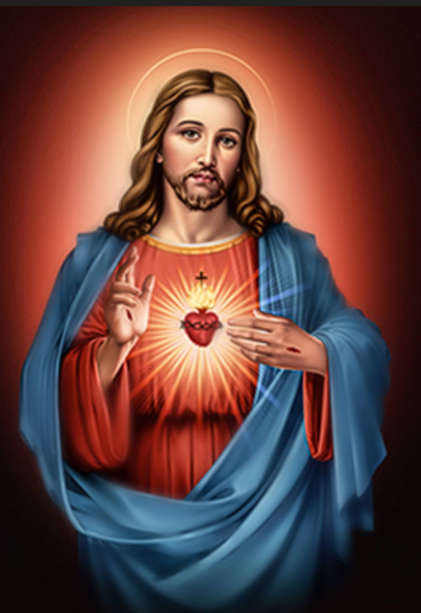 Sacred Heart  - A3 Poster - Red Background