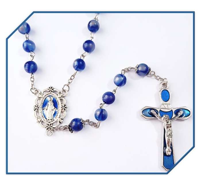 Blue Swirl Miraculous Medal Rosay