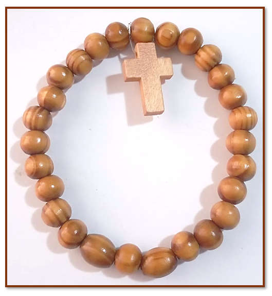Olivewood Bracelet with Cross