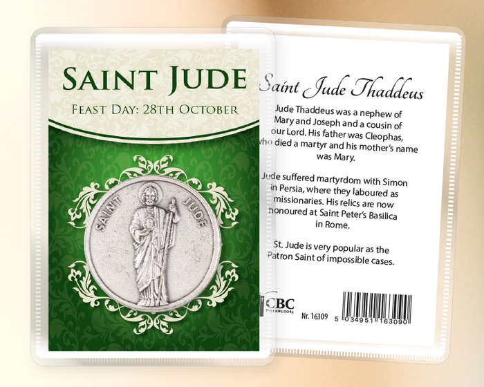 St Jude Pocket/Handbag Token with Holy Card - Import