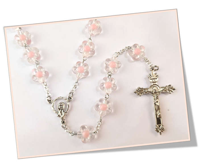 Pink Flower Rosary