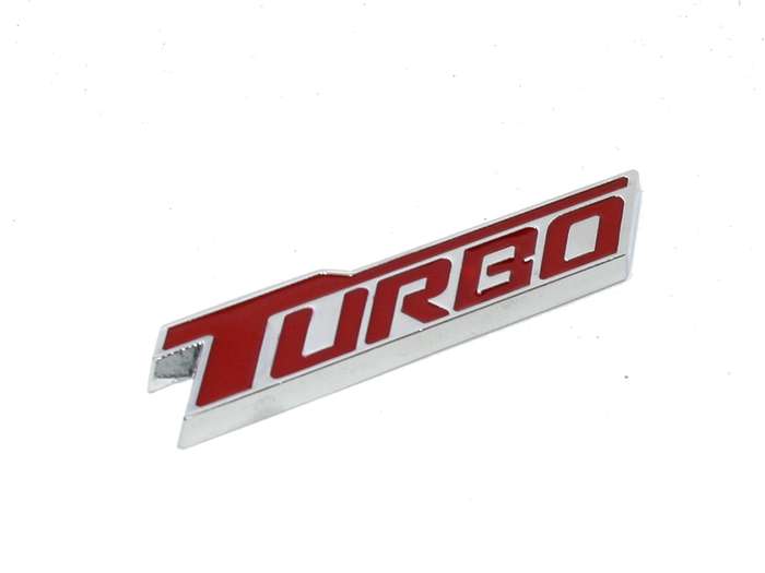 Turbo Red & Chrome Sticker Badge (7x2cm)