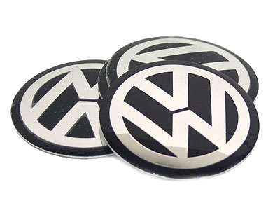 VW Black &amp; Chrome Wheel Decals 55mm (set of 4)
