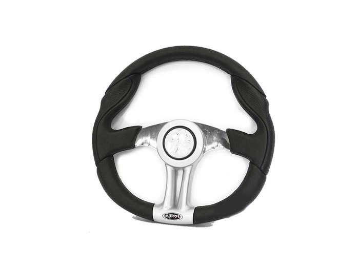 Victor Top Gun Chrome & Black Leather Steering Wheel