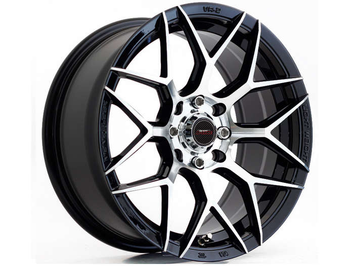 14" A-Line Classic 4/100 &amp; 4/108 Black Machine Face Alloy Wheels