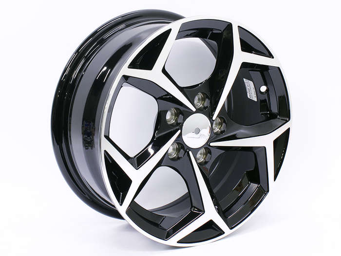16" QS BK5340 5/100 Black Machined Face Alloy Wheels