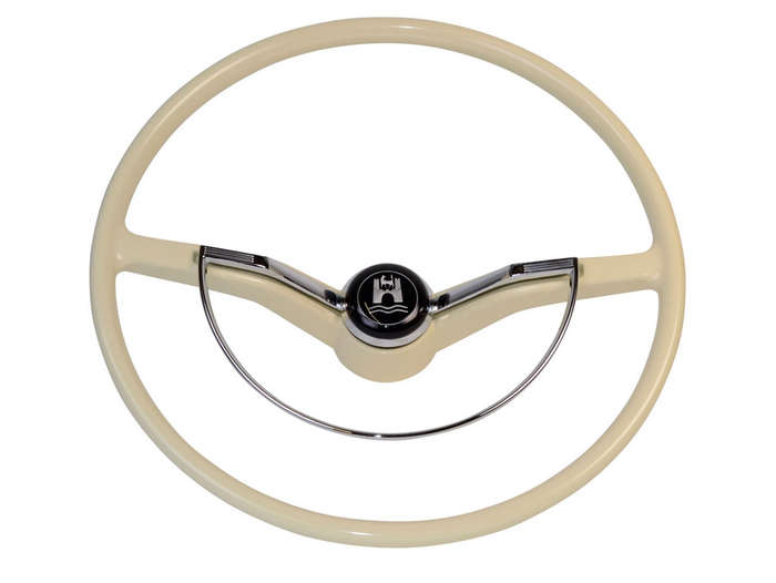 VW Aircooled SSP Steering Wheel with Horn Push and D-Ring Ivory Coloured