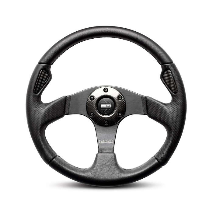 Momo Jett Black Leather &amp; Carbon Fibre Sport Steering Wheel (350mm)