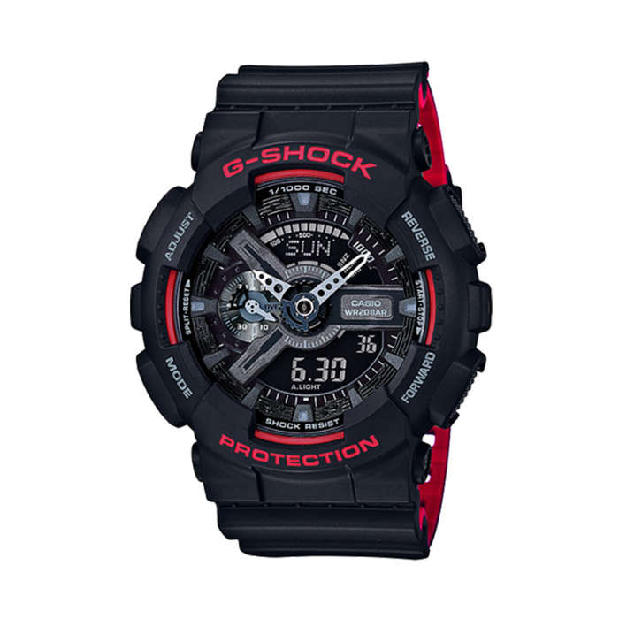 Casio G-Shock Mens 200m Standard - GA-110HR-1ADR (Black &amp; Red)