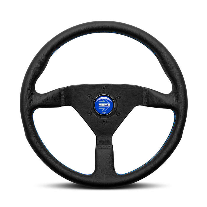Momo 11111785BKBLR Montecarlo Black &amp; Blue 350mm Leather Sport Steering Wheel