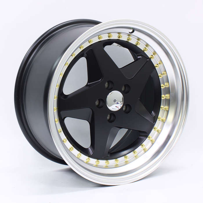 17" YKW 7662 5/100 Black with Gold Stud Alloy Wheels