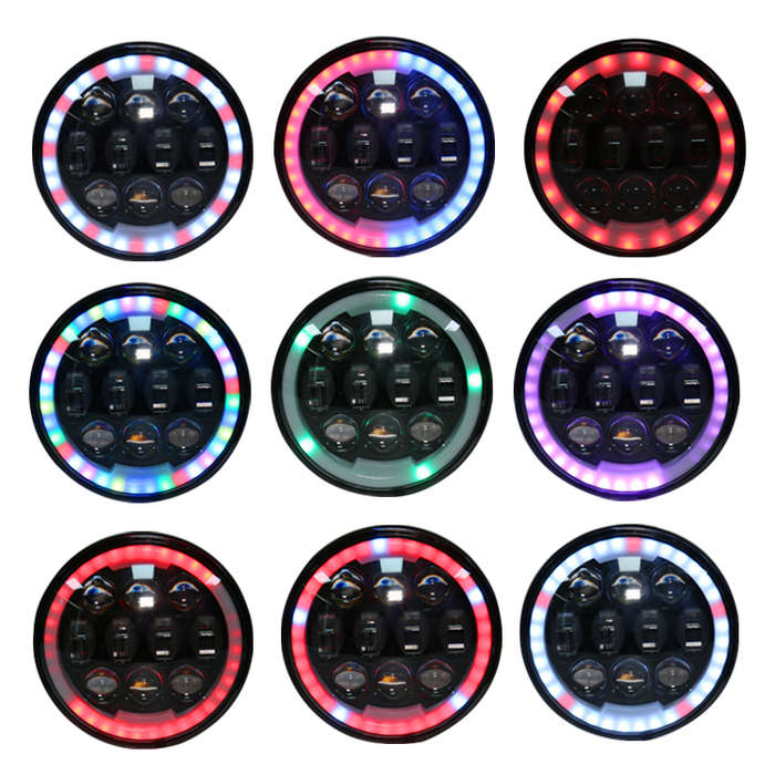 LED360 5.75" High/Low Beam 80w CREE LED Headlight with RGB Lighting Control (suitable for Harley ...